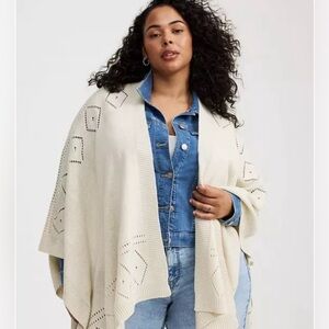 NWT Torrid beige knit ruana kimono tagged one size